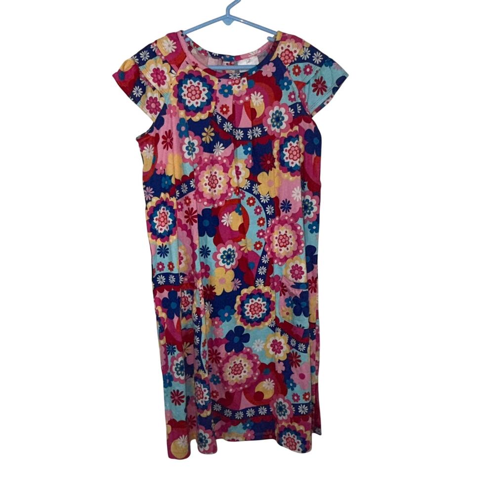 Hanna Andersson Retro Floral Pocket Dress Girls Size 150